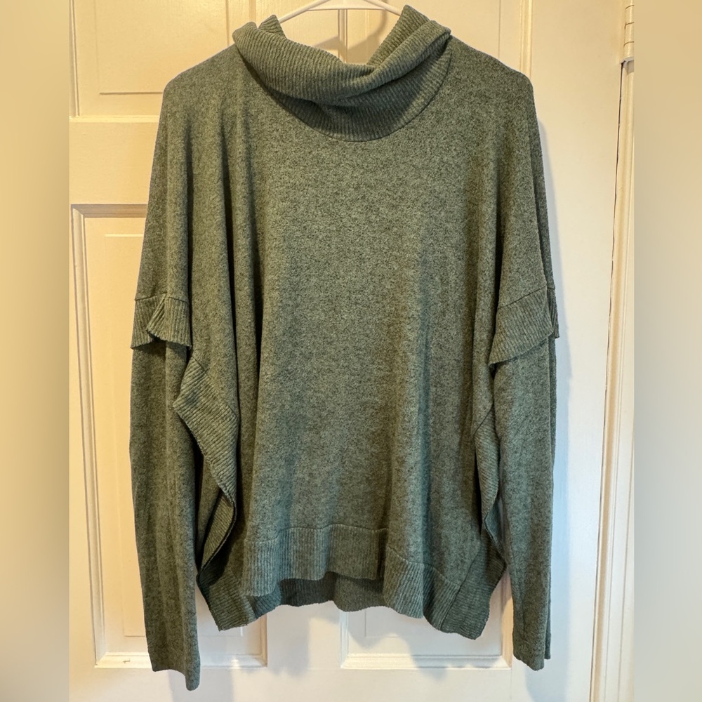 Postmark Anthropologie Green Boxy Cowl neck Pullover Sweater